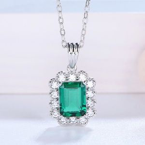 1.5 Carat Lab Grown Emerald Pendant 925 Sterling Silver Necklace
